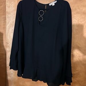 Michael Kors Black Blouse with Ring Accents